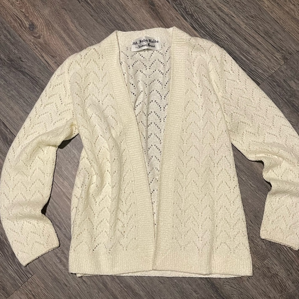 St. John Knits Neiman Marcus | Herringbone Open Front Knit Cardigan Sweater